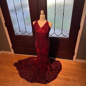 Elegant Red Sequin Dress